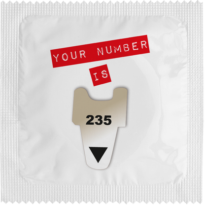 Image of funny condom "My number is"