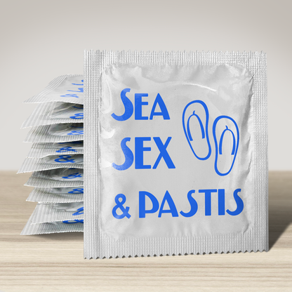 Image of funny condom "Sea, Sex & Pastis", 10 units