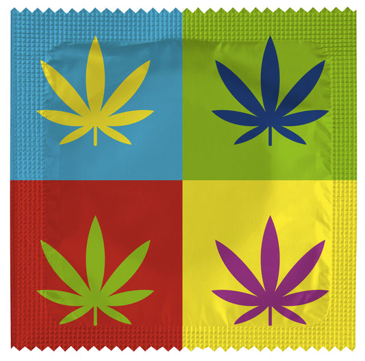 Image of funny condom "Cannabis leaf Warhol"