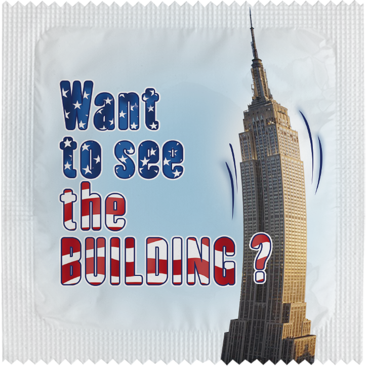 Image of funny condom "Want To See The Building"