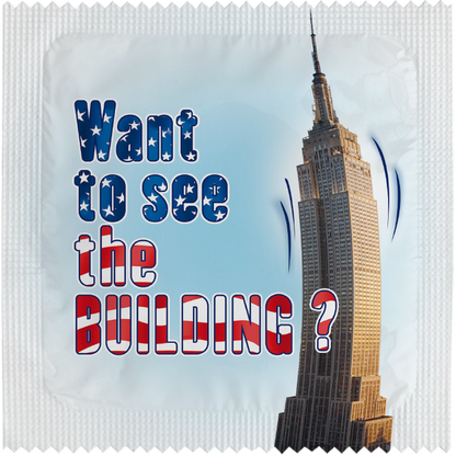 Image of funny condom "Want To See The Building"