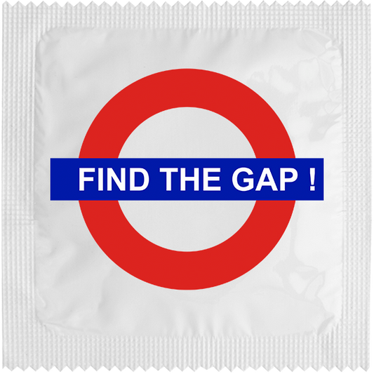 Image of funny condom "Find The Gap"