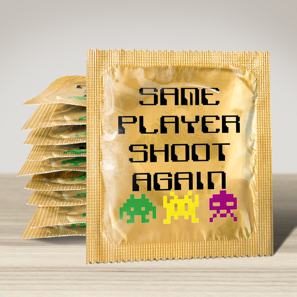 Image of funny condom "Same Player Shoot Again", 10 units