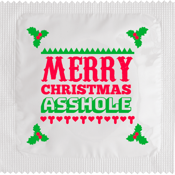 Image of funny condom "Merry Christmas Asshole"