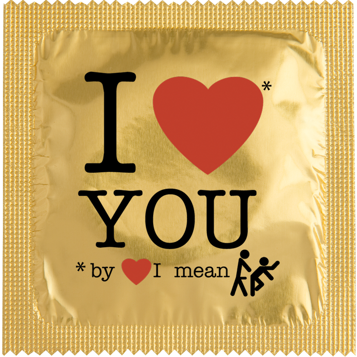 Image of funny condom "I Love You By You I Mean...."
