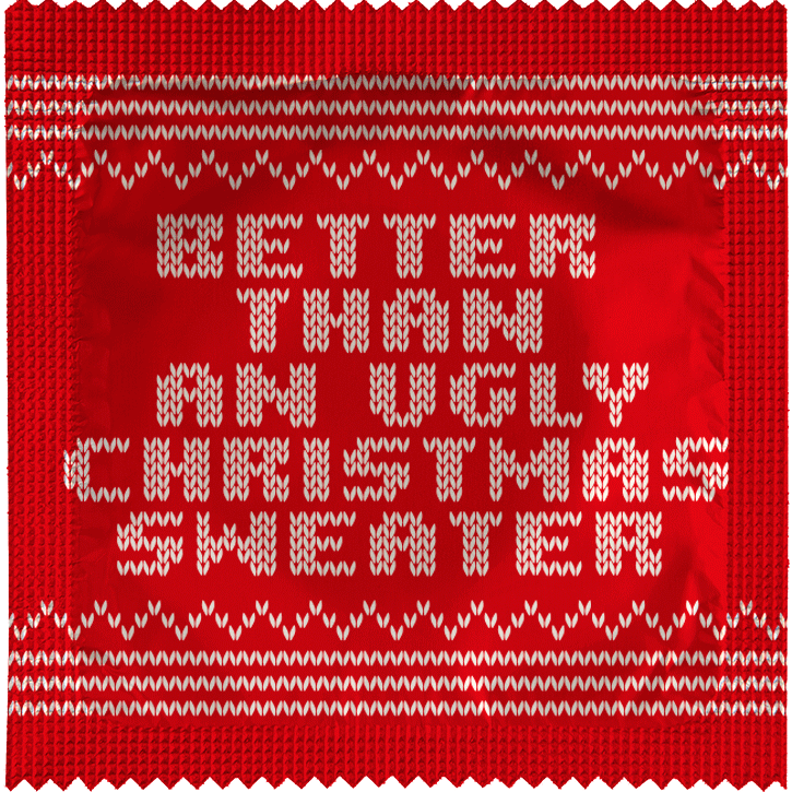 Image of funny condom "Ugly Christmas Sweater"