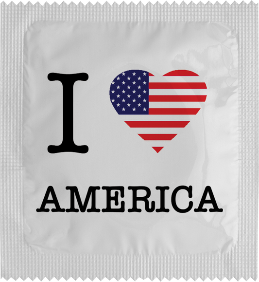 Image of funny condom "I Love America Flag"