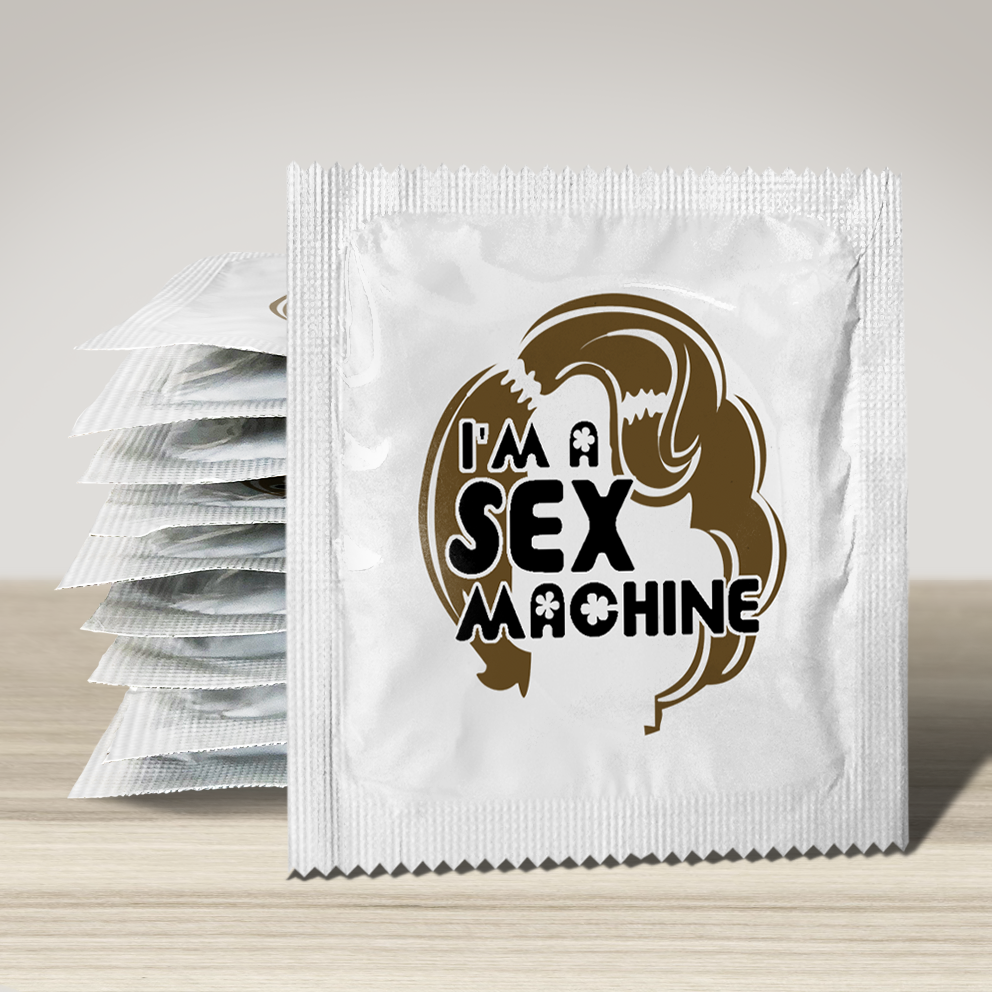 Image of funny condom "I'm & sex machine", 10 units