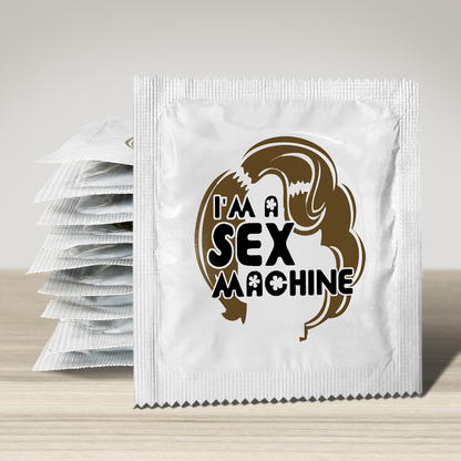 Image of funny condom "I'm & sex machine", 10 units