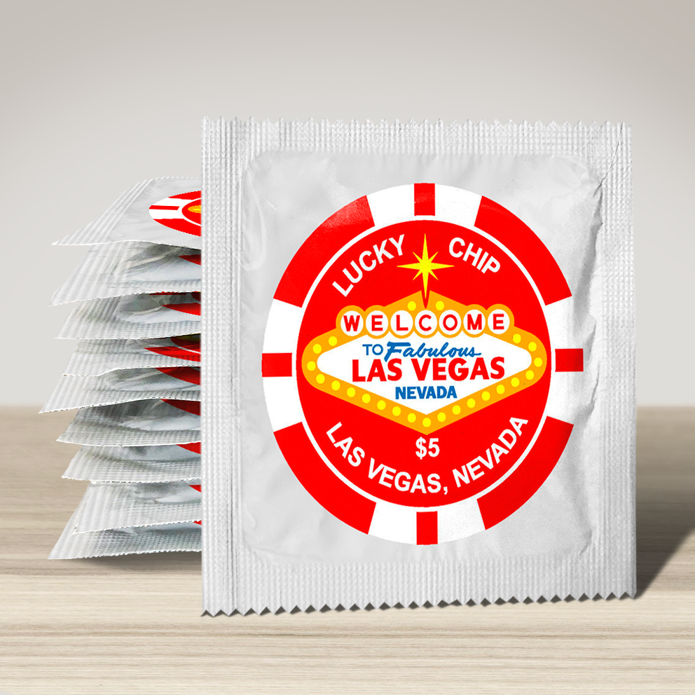 Image of funny condom "Lucky Chip Red", 10 units