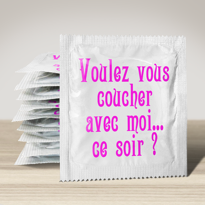Image of funny condom "Voulez Vous Coucher", 10 units