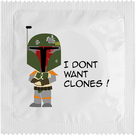 Image of funny condom "I Don'T Want Clones"