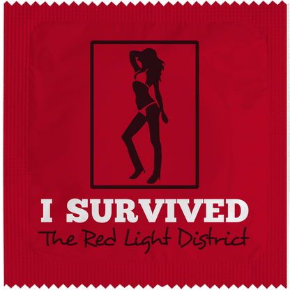 Image of funny condom "I Survived The Red Light District"