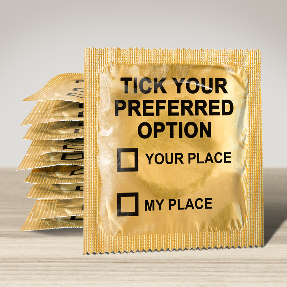 Image of funny condom "Tick Your Preferred Option", 10 units