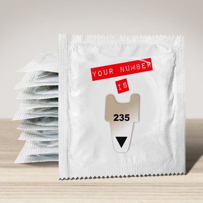 Image of funny condom "My number is", 10 units