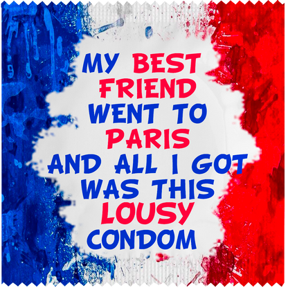 Image of funny condom "My best friend went to USA"