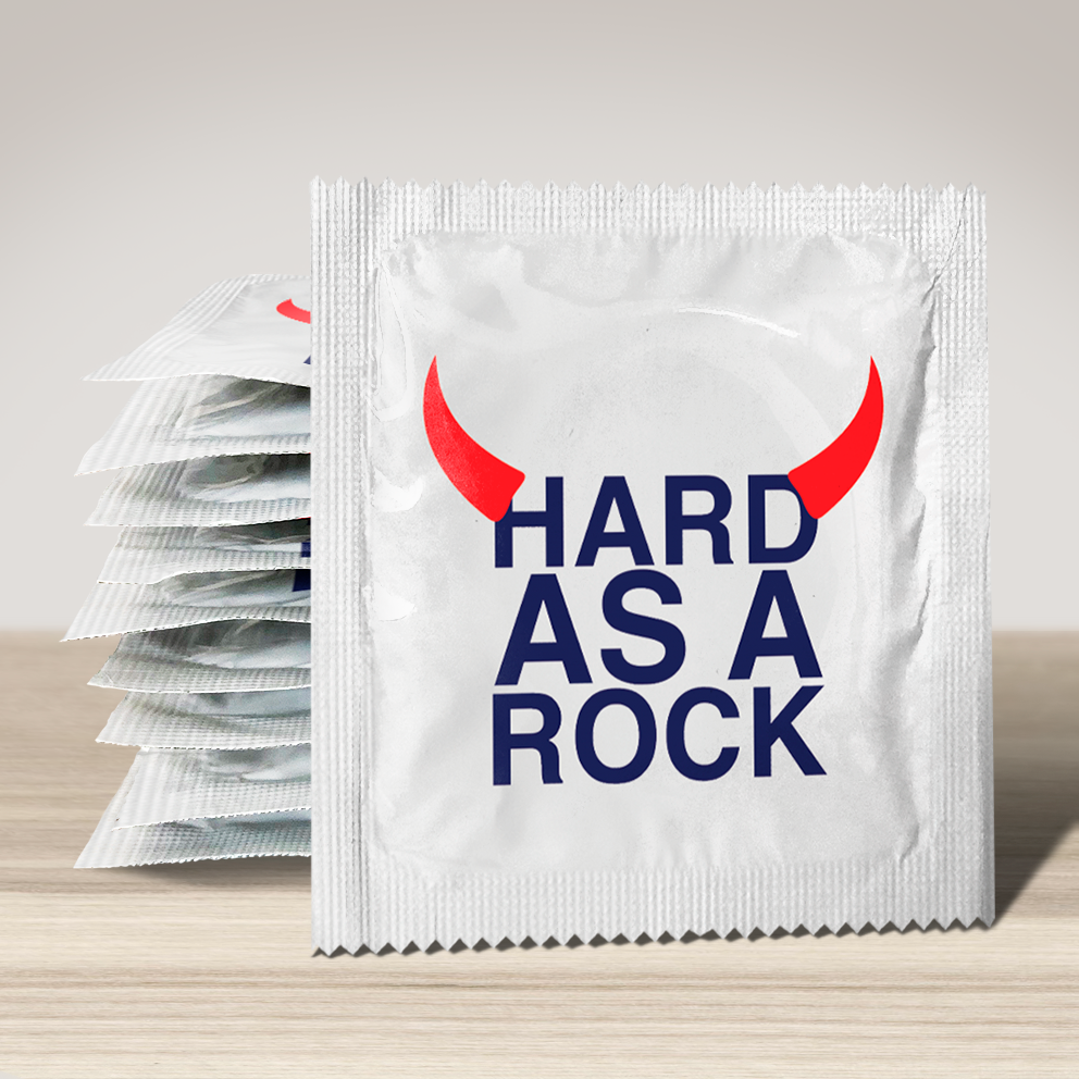 Image of funny condom "Hard as a rock", 10 units