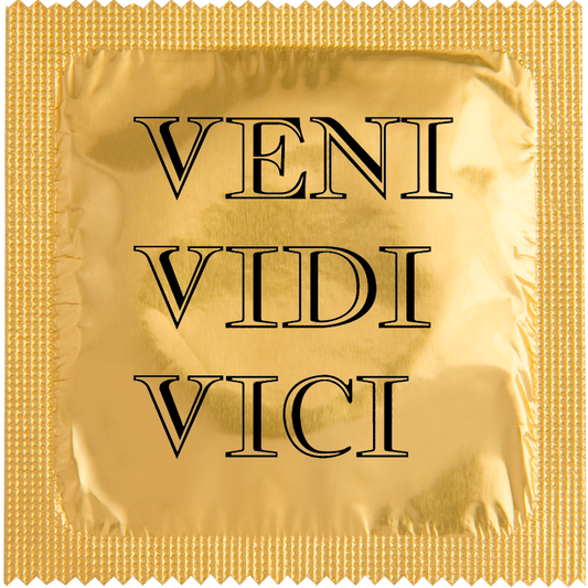 Image of funny condom "Veni Vidi Vici"