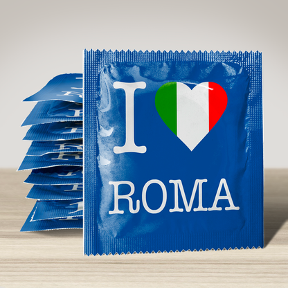 Image of funny condom "I Love Roma Bleu", 10 units