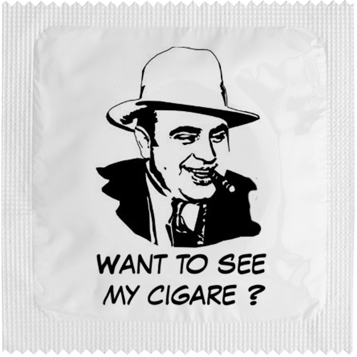 Image of funny condom "Want To See My Cigare"