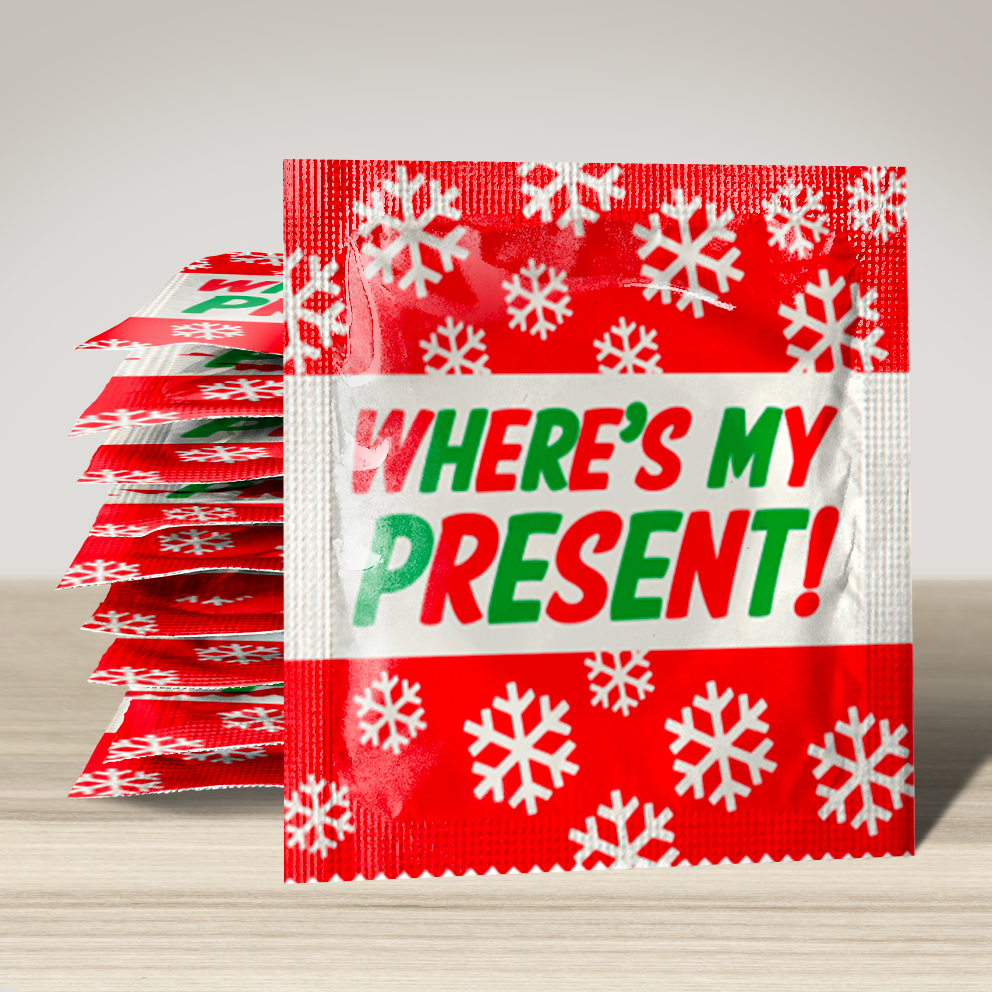 Image of funny condom "Where's my Present !", 10 units