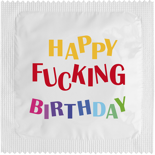 Image of funny condom "Happy Fucking Birthday"
