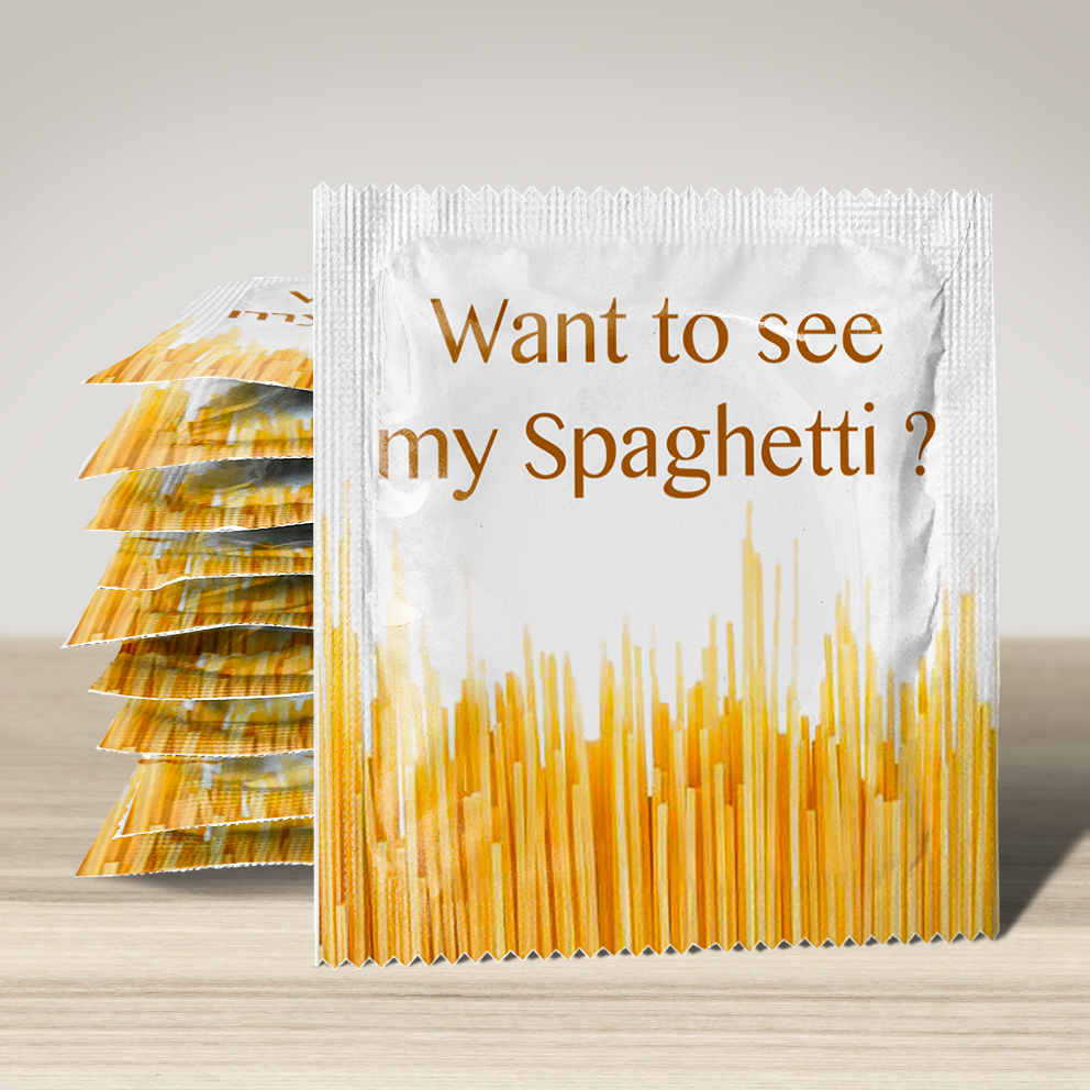 Image of funny condom "Want To See My Spaghetti", 10 units