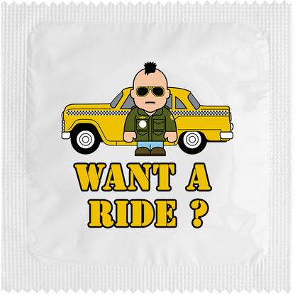 Image of funny condom "Want a ride Taxi Driver"