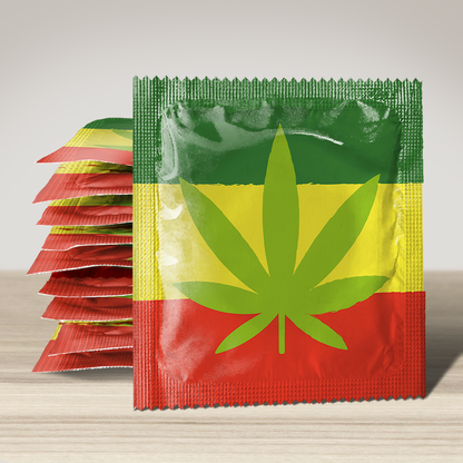Image of funny condom "Cannabis Leaf Rasta Condom", 10 units