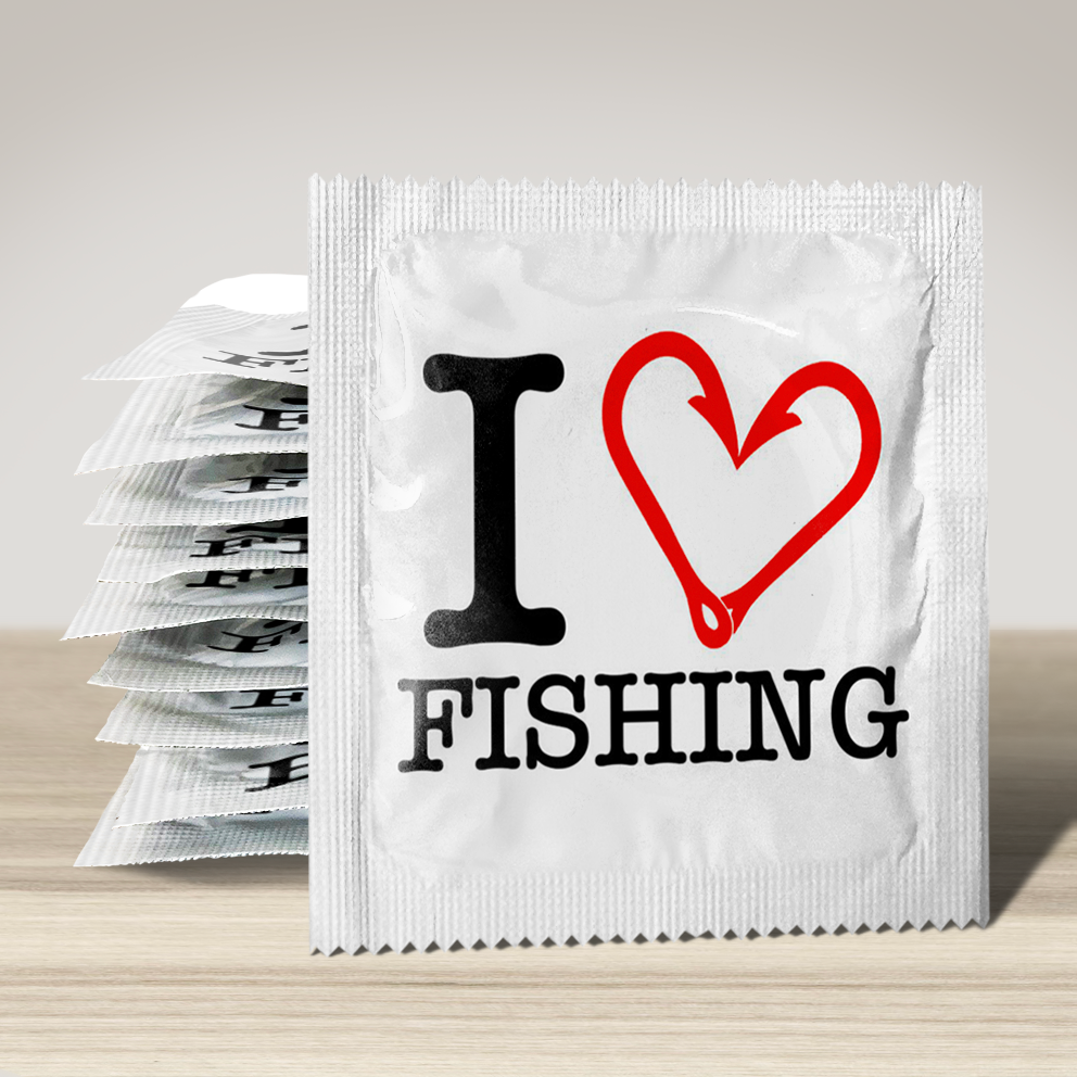 Image of funny condom "I Love Fishing", 10 units