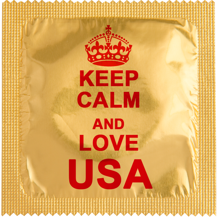 Image of funny condom "Keep Calm And Love USA"