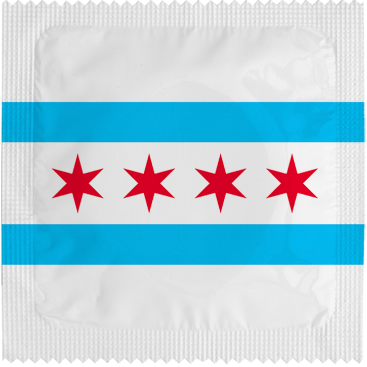 Image of funny condom "Chicago Flag"