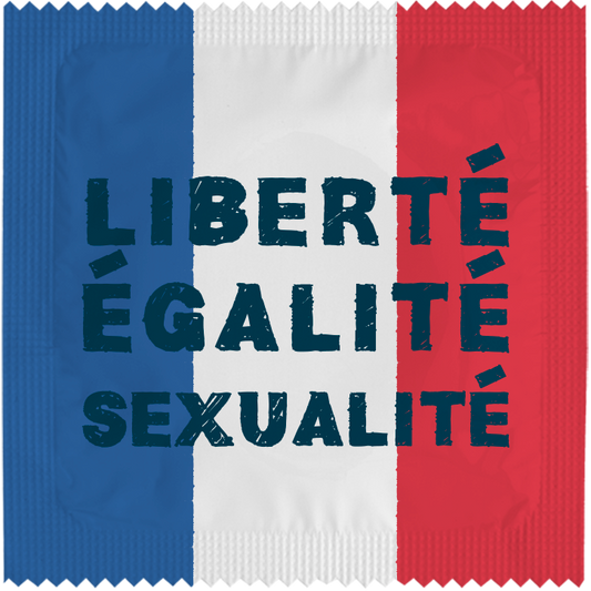 Image of funny condom "Liberté, Egalité‚ Sexualité"