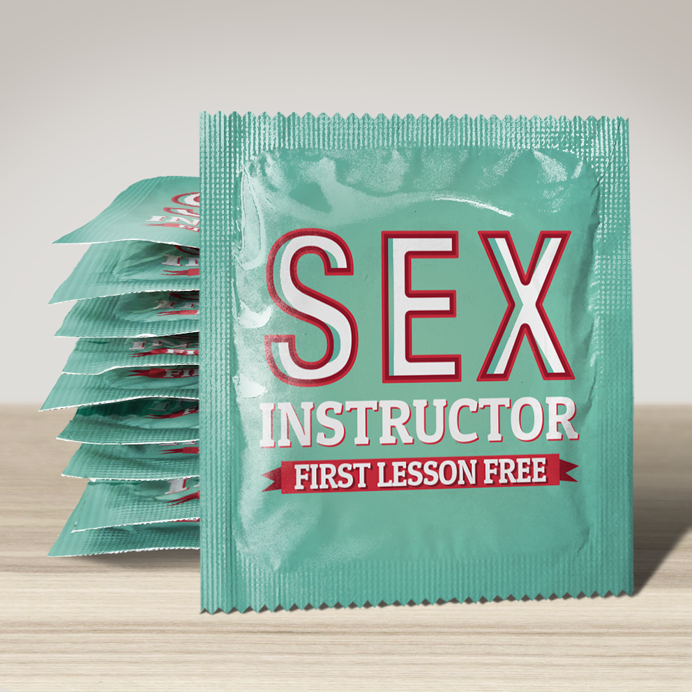 Image of funny condom "Sex Instructor - First Lesson Free", 10 units