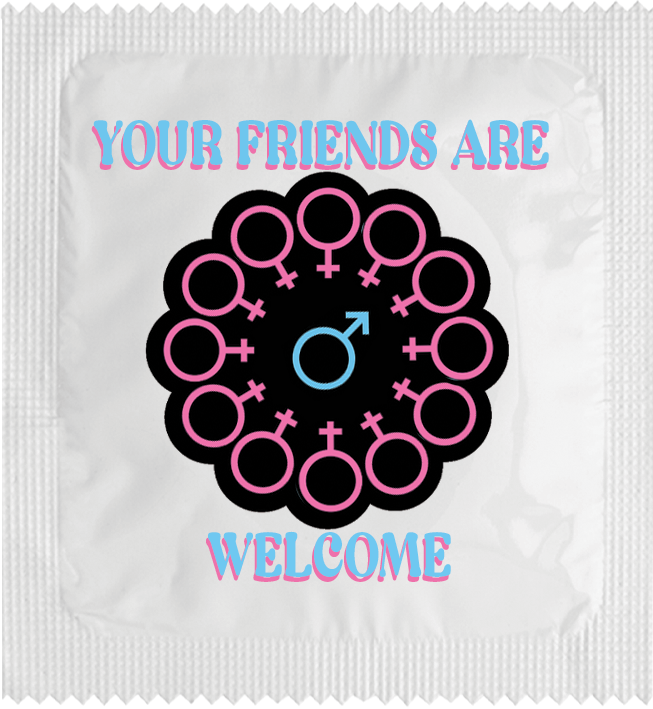 Image of funny condom "Your Friends are Welcome (man)"