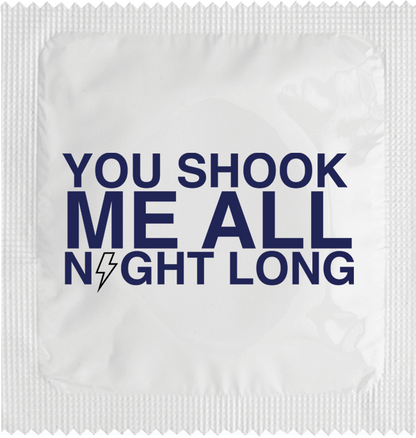 Image of funny condom "You shook me all night long"