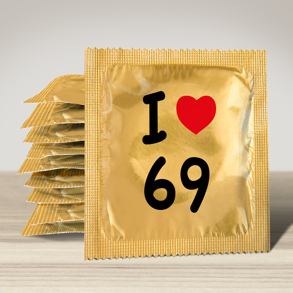 Image of funny condom "I Love 69", 10 units