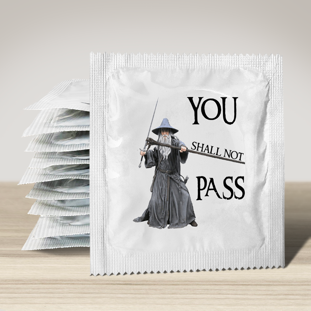 Image of funny condom "You Shall Not Pass", 10 units