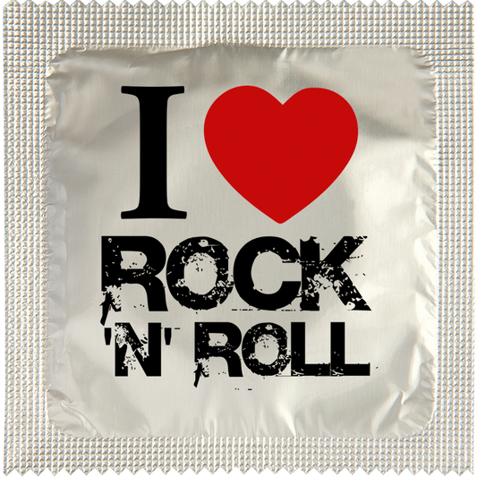 Image of funny condom "I Love Rock N Roll"