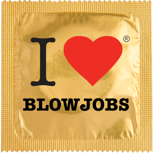 Image of funny condom "I love blowjobs"