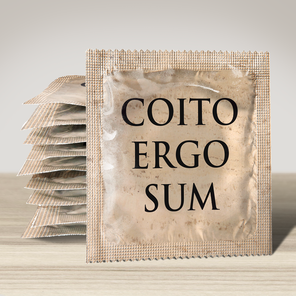 Image of funny condom "Coito Ergo Sum", 10 units