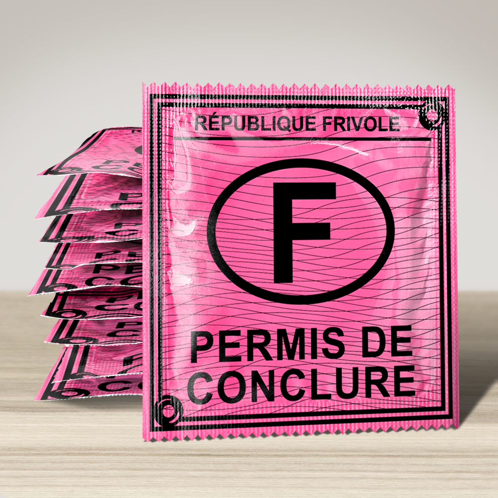 Image of funny condom "Permis de conclure", 10 units