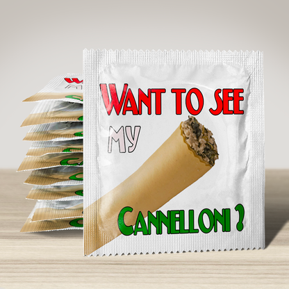 Image of funny condom "Want To See My Cannelloni", 10 units