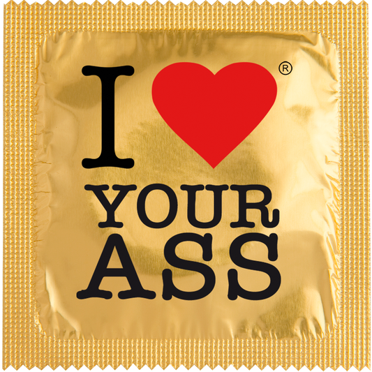 Image of funny condom "I love your ass"
