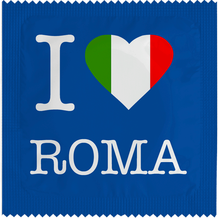 Image of funny condom "I Love Roma Bleu"