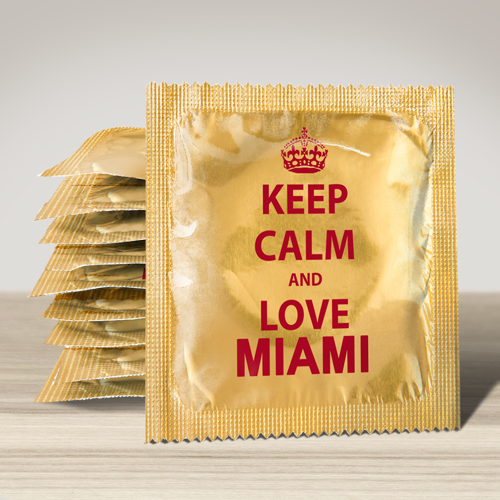 Image of funny condom "Keep Calm And Love Miami", 10 units