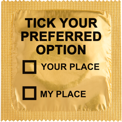 Image of funny condom "Tick Your Preferred Option"