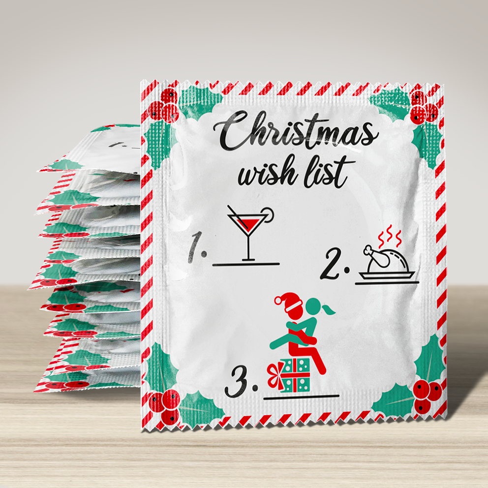 Image of funny condom "Christmas Wish List", 10 units