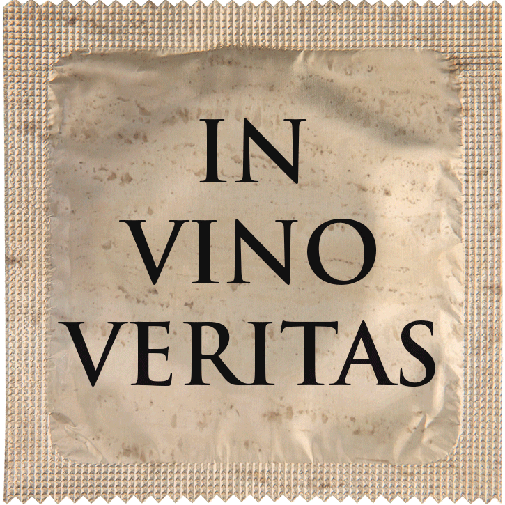 Image of funny condom "In Vino Veritas"