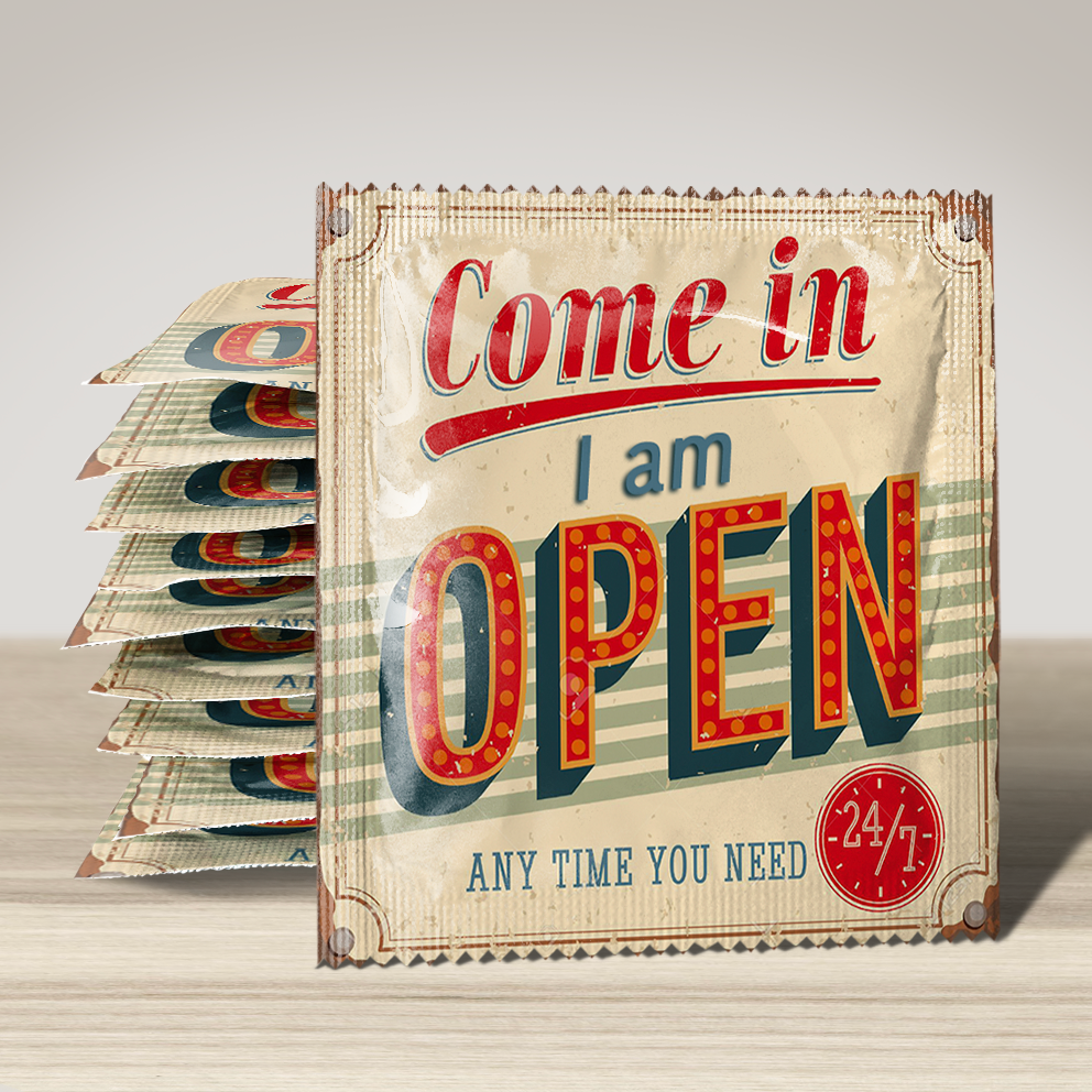 Image of funny condom "Come In I Am Open", 10 units